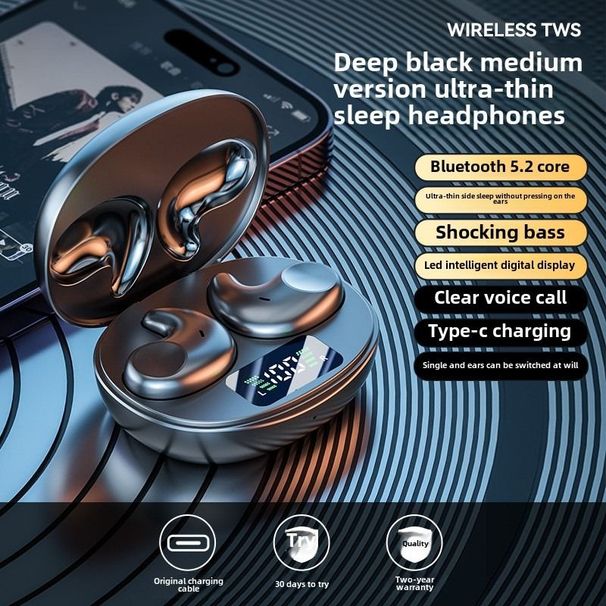 New Noise-canceling Sleep Wireless Bluetooth Headset Ultra-long Battery Life Side Sleep Long Wear Without Pain Bluetooth Headset_voghion.com