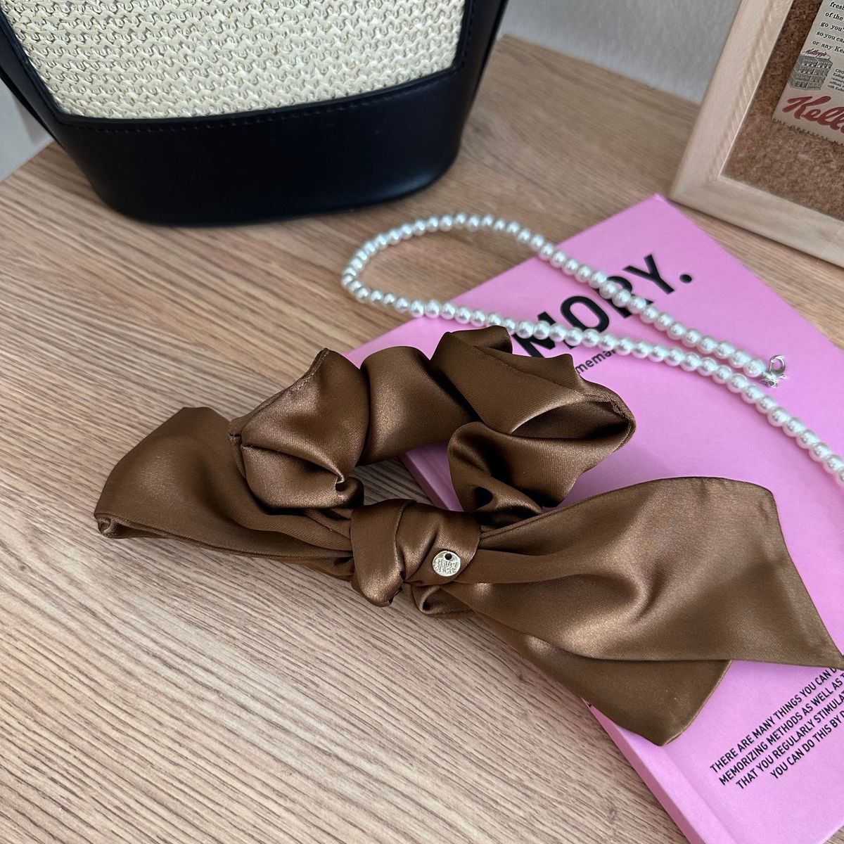 Coreano Dongdaemun Stylistics Satin Bow Colon Hair Loop Silk Tie Rope Hair Rope Blogger Accessori per capelli_voghion.com