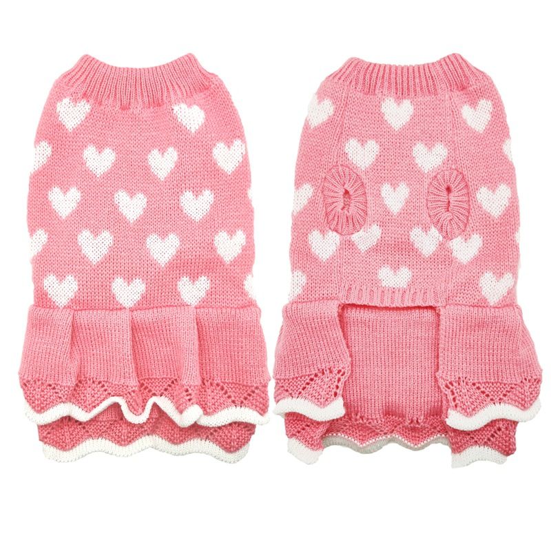 Chrëschtdag Welpen Hondskleeder Hausdéier Kaz Teddy Kleeder Rout Léift Hondspullover Chrëschtdag Neijoerschdag Hausdéierkleeder_voghion.com