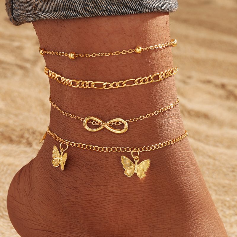 Strand Fußkettchen Weibliche Sternform Schmetterling Kette Perle Ozean Stil Shell Ananas Intarsien Schmuck_voghion.com