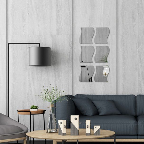 Décoration murale tridimensionnelle en cristal acrylique en forme de vague, peinture de fond de couloir de salon, miroir_voghion.com