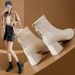 Short Boots And Ankle Boots, Women's Korean Style 2025 New Autumn And Winter Thick Heel Martin Boots, Square Toe Slim Boots, Women's Back Zipper_voghion.com