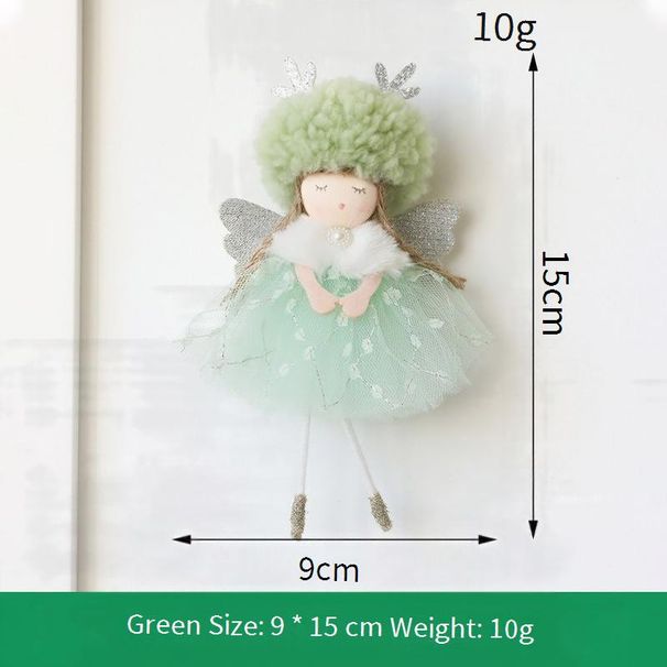 Enchanting Angel Girl Christmas Ornament – Fluffy Tulle Skirt & Antler Wings For Festive Tree Decor (Green/White/Pink)_voghion.com