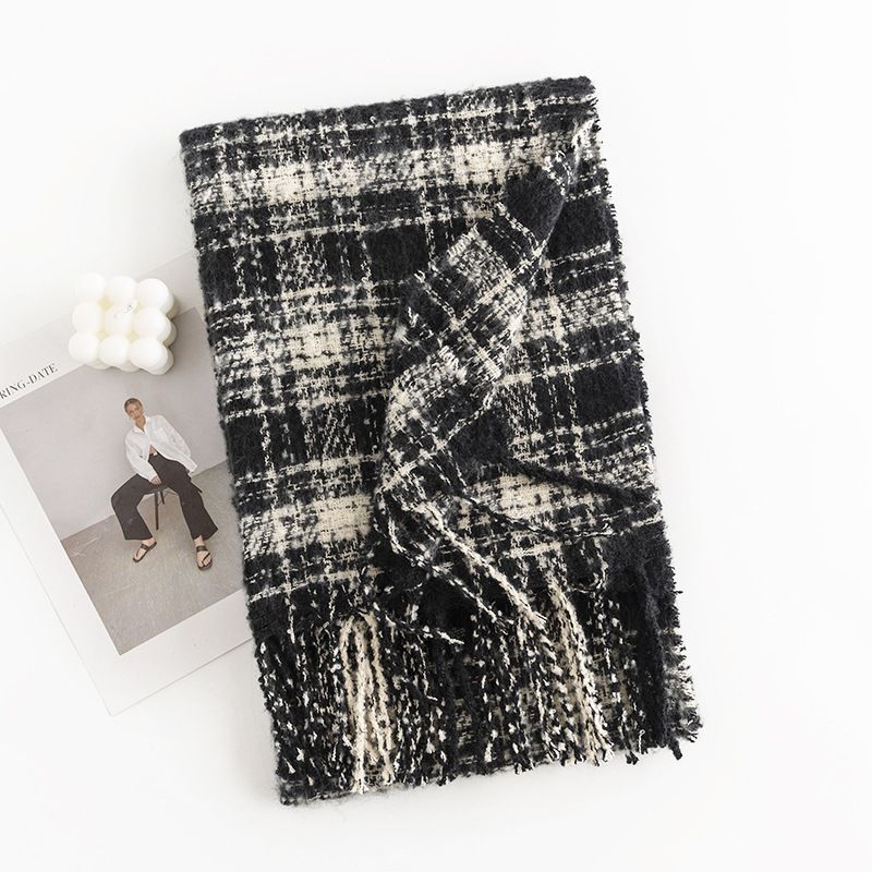 square plaid scarf women's all-match elegant casual wind cold-proof shawl fashion commuting warm neck scarf_voghion.com