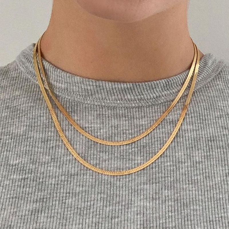 Chain Necklace Pendant Necklace Personalized Simple Alloy Cube Pendant Necklace For Women, Niche Design Irregular Multi-Layer Snake-Shaped Choker_voghion.com