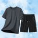 Completo sportivo casual estivo da uomo a maniche corte in seta ghiacciata traspirante ad asciugatura rapida, di alta qualità, semplice, alla moda, versatile e alla moda._voghion.com