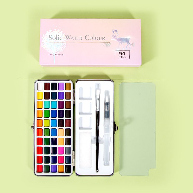Professional 50/72/90 Colors Solid Watercolor Paint Set With Metallic & Pearlescent Pigments - Portable Metal Case For Artists, Students & Hobbyists_voghion.com