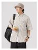 Camicia a maniche corte semplice, camicia a maniche corte estiva da strada, tendenza casual versatile in stile college_voghion.com