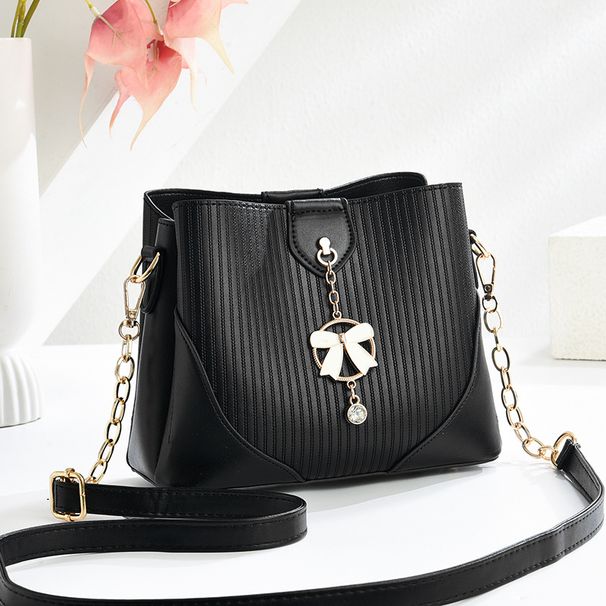 Borsa a tracolla elegante da donna con tracolla a catena, borsa a secchiello versatile per l'uso quotidiano, morbida pelle PU, design minimalista_voghion.com