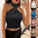 women's clothing  Temu  sexy navel-baring twisted knitted top vest_voghion.com