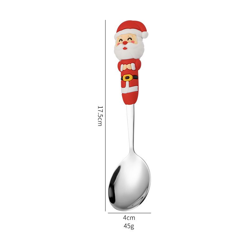Stainless steel spoon and fork creative cartoon Santa Claus coffee spoon dessert fork Christmas gift tableware set_voghion.com