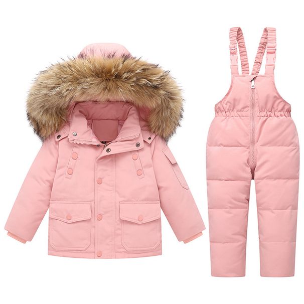 Premium Kids Winter Down Jacket Set – Detachable Hood, 80% White Duck Feather, Soft & Warm Zippered Coat With Pants For Boys & Girls (90-120cm)_voghion.com