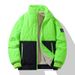 Men's Clothing Contrast Color Stitching Plus Velvet Winter Fleece-Lined Color Block Stand Collar Jacket - Stylish Unisex Casual Coat For Cold Weather_voghion.com
