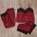 Intimo e pigiami Seducente set di pigiami in pizzo - Lingerie e abbigliamento da casa 4 pezzi per donne taglie forti - Poliestere traspirante con scollo a V e maniche lunghe_voghion.com