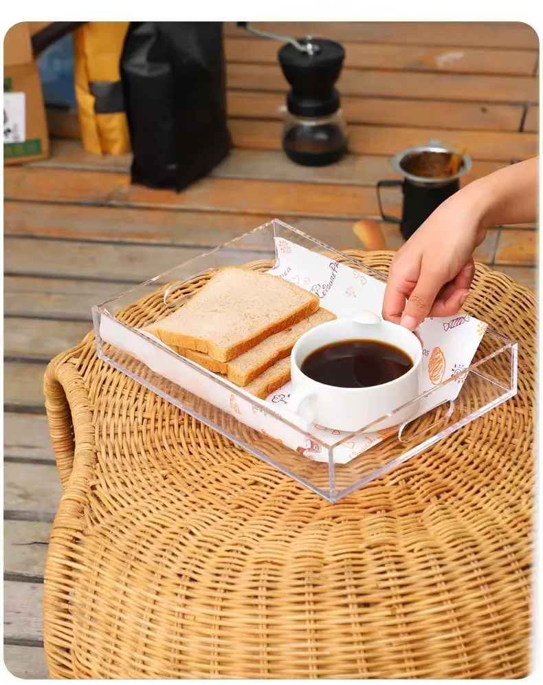 Ģimenes organizators Augsta caurspīdīga akrila paplāte Taisnstūrveida augļu maltītes tējas paplāte Kosmētikas uzglabāšanas kastes atvilktnes skapis_voghion.com