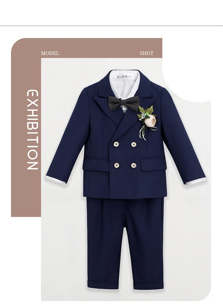 Vêtements pour bébés, robe pour enfants, couleur unie, petit ensemble de costume, motif floral, pour garçon, hôte de mariage, robe de photographie d'un an_voghion.com