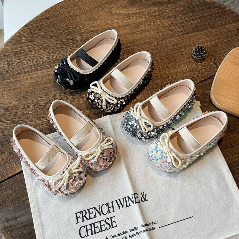 Kid's Clothing Little girl sequin shoes 2024 spring new style girls children's soft bottom leather shoes student dance shoes_voghion.com