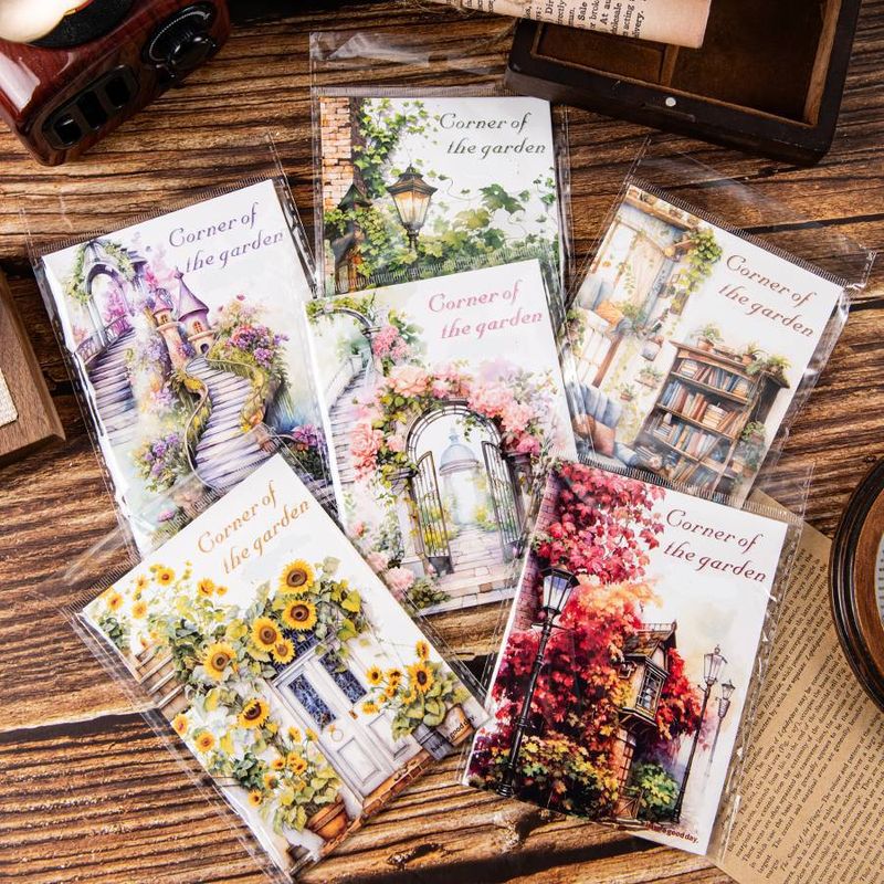 180pcs/6pack Fence Wall Garden Landscape PET Stickers, Handmade Tent DIY Collage Decoration Scrapbook Stickers_voghion.com