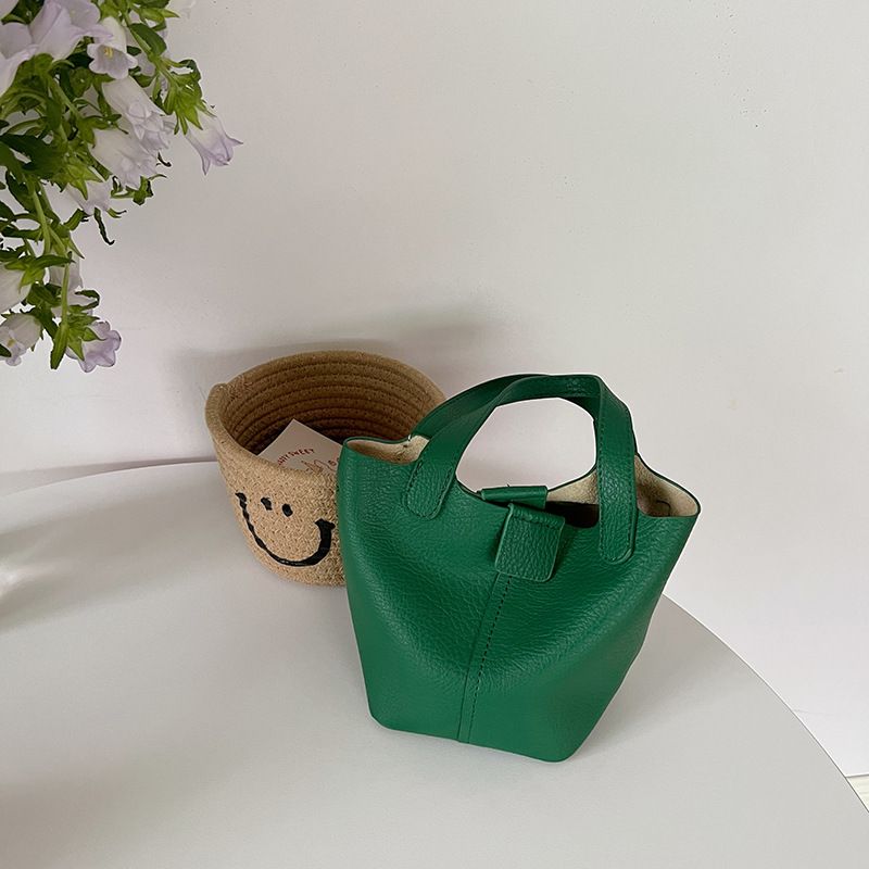 New Korean Soft Texture One Shoulder Bucket Personalized Small Vegetable Basket Handheld Casual Crossbody Bag_voghion.com