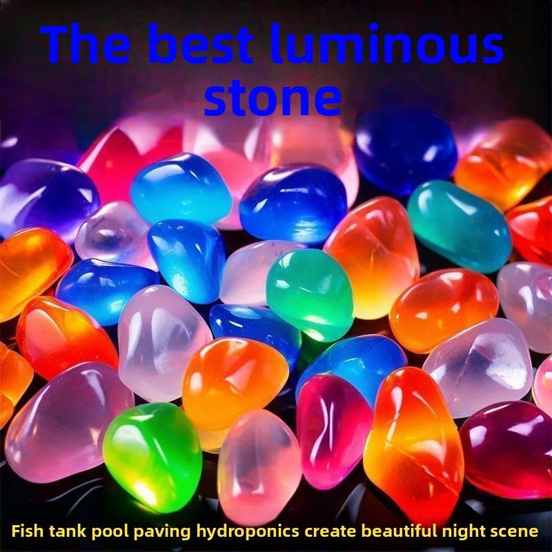 Luminous Rain Flower Stone Portable Fish Tank Greenery Mat Light Effect Colorful Garden Landscape_voghion.com