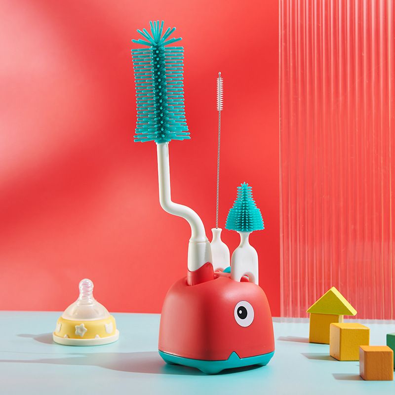 1/2/3 peças escova de silicone para mamadeiras 360 graus de rotação chupeta escova de limpeza de mamadeira conta-gotas escovas conjunto item de bebê_voghion.com