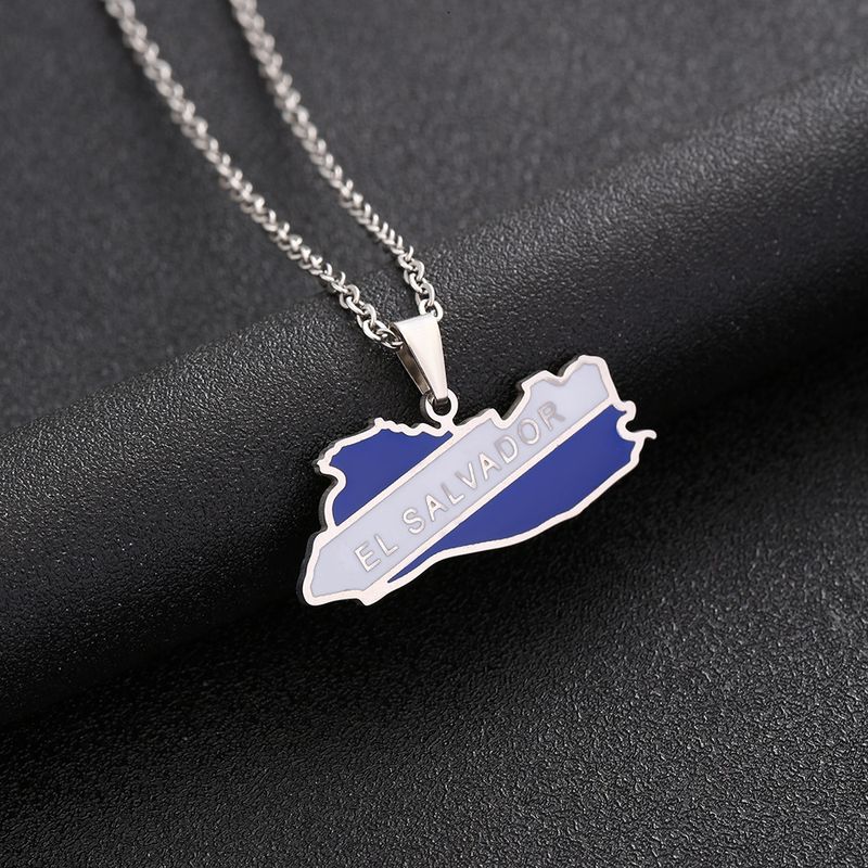 Venta caliente, collar con mapa de El Salvador, colgante geométrico de acero de titanio para pareja masculina y femenina, accesorios_voghion.com