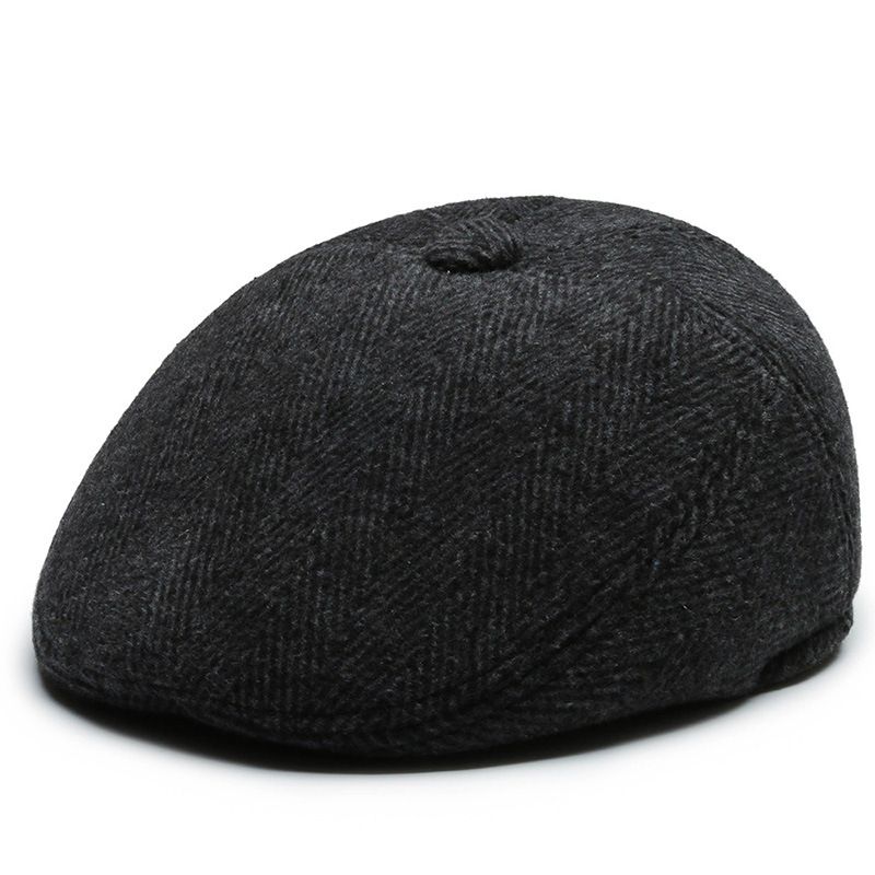 Autumn and winter men's outdoor ear protection thickened warm forward hat fashion simple all-match soft beret _voghion.com