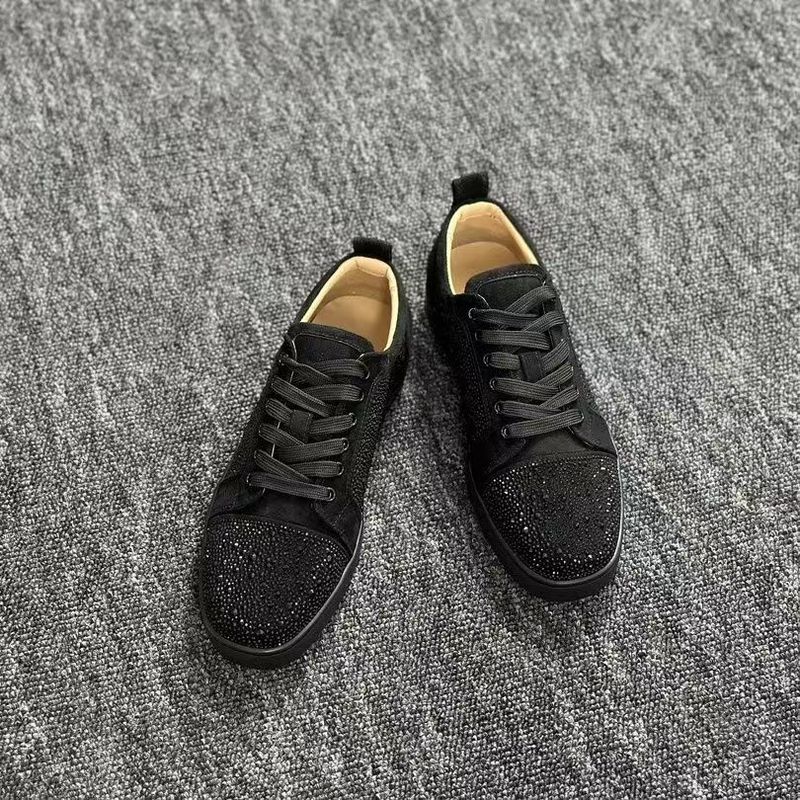 Diamond casual men's low-top  breathable leather sewn black fashion comfortable low-top shoes_voghion.com