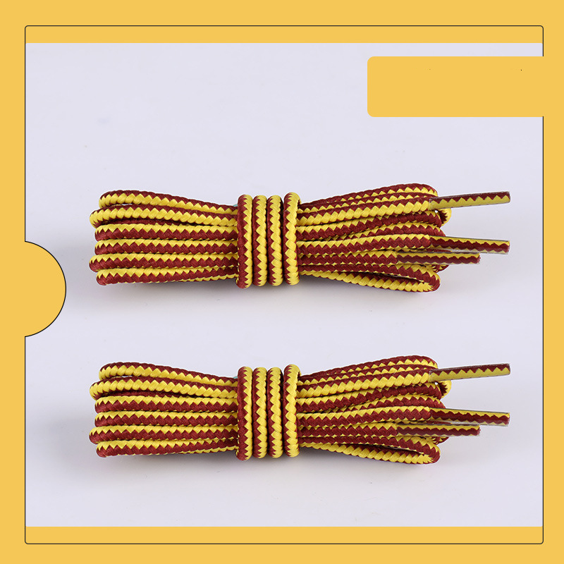 Shoe Accessories fine two color woven yellow boots Martin boots kick resistant yellow brown round shoelaces a pair_voghion.com