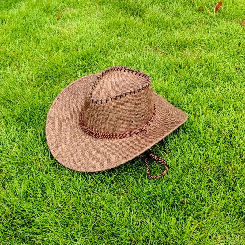 Sombreros de vaquero occidentales para hombres y mujeres, para viajes al aire libre, ocio, sombrero para el sol, protección solar de verano, sombrero grande, ala, vacaciones, fotos junto al mar._voghion.com