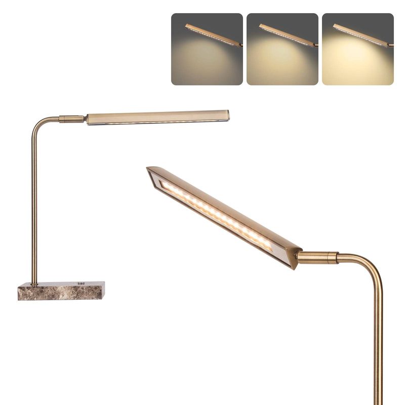 Dimmbare LED Schreibtischlampe Mit Metallarm & Marmorfuß - Dimmbar, 3 Farbtemperaturen, Augenschonend, Bürolampe, Leselampe, Homeoffice_voghion.com