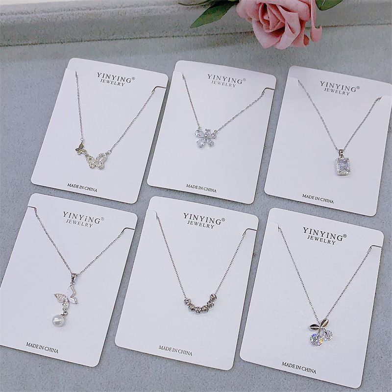 Collana con ciondolo alla moda in zircone intarsiato con catena sottile in argento da donna Yinying, elegante e dolce._voghion.com