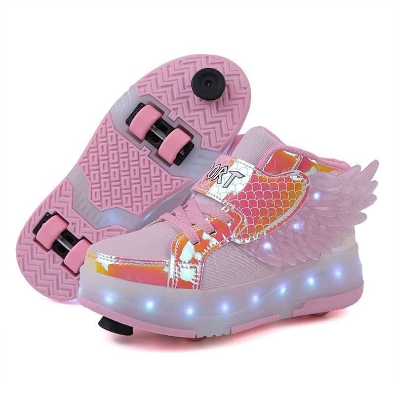Unisex Rullesko Barn Glitrende Wheels Sko USB Ladbar LED Light Up Rullesko Rullesko Sneaker med hjul for gutter Jenter Barn_voghion.com