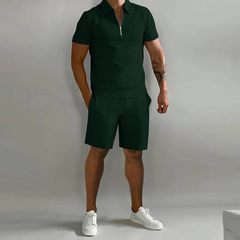 Trendy Herren Polo Casual Loose Kurzarm Shorts Sport Set Kurzarm Shorts Sommer Set_voghion.com