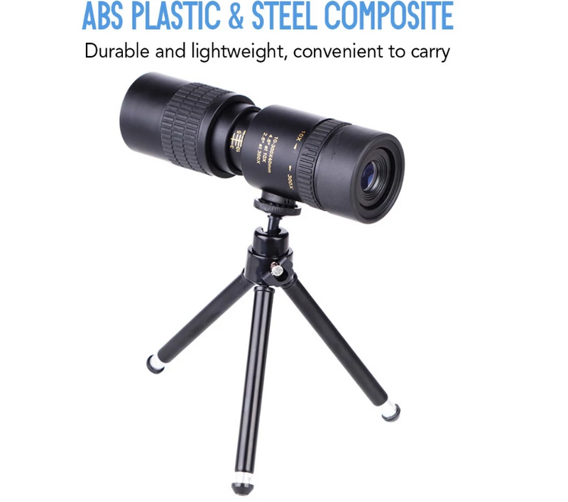 10-300X40mm BAK4 Prism Monocular Telescope Spotting Scope With Smartphone Holder And Tripod For Adults Bird Watching Camping Hiking_voghion.com