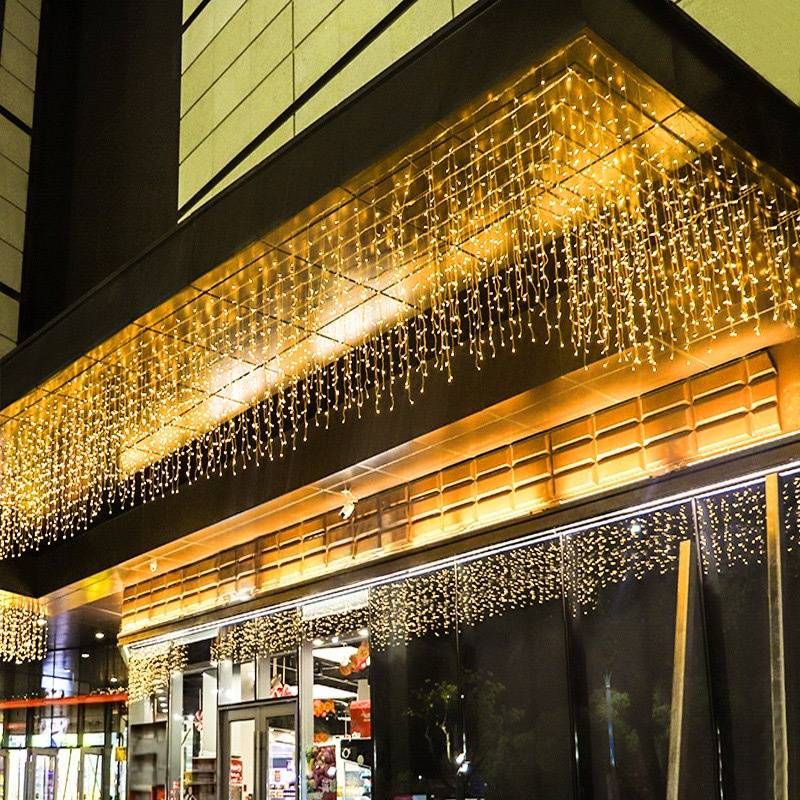 Waterfall Curtain String Lights, 8 Modes LED Fairy Lights For Wedding/Party/Christmas Decor, IP65 Waterproof, Remote Control, Warm White_voghion.com