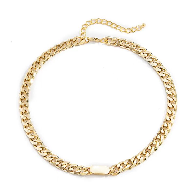 Accessories Hip Hop Trendy Cool Street Geometric Simple Personality Metal Buckle Thick Chain Necklace_voghion.com