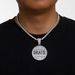 Hip Hop Round Shield Letter GRAYS Full Diamond Alloy Pendant Cuban Chain Necklace For Men_voghion.com
