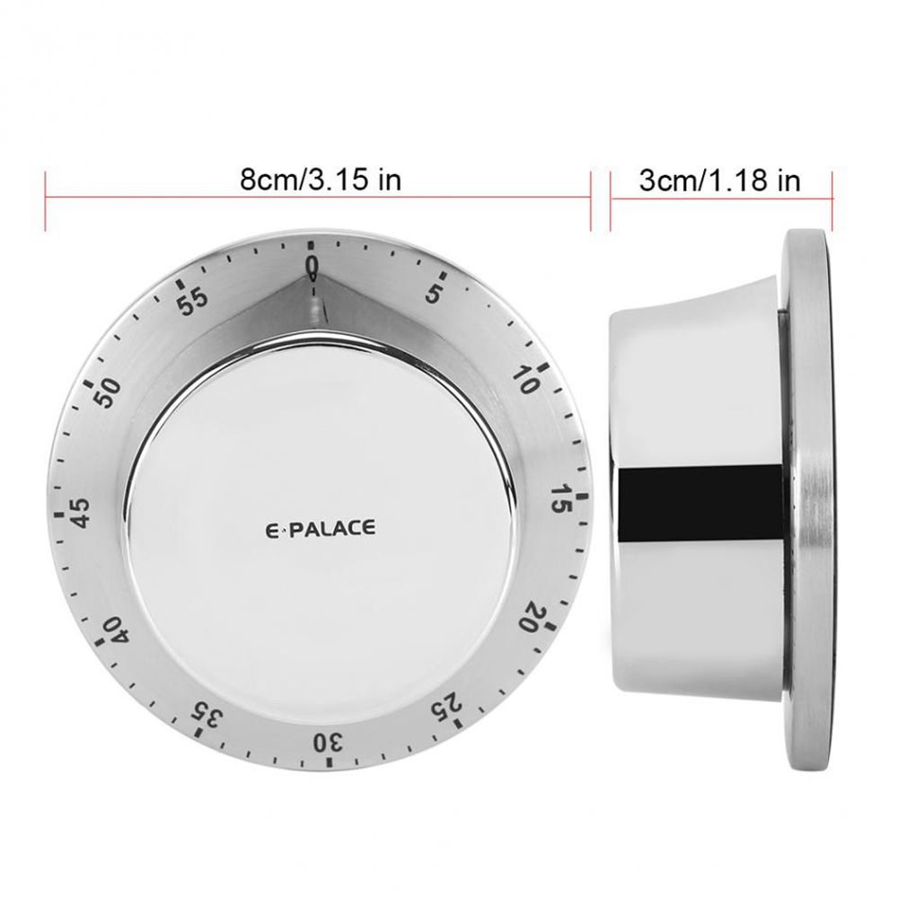 1 pz Timer da cucina in acciaio inossidabile con base magnetica Timer da cucina meccanico manuale Conto alla rovescia Strumenti da cucina Timer da cucina_voghion.com