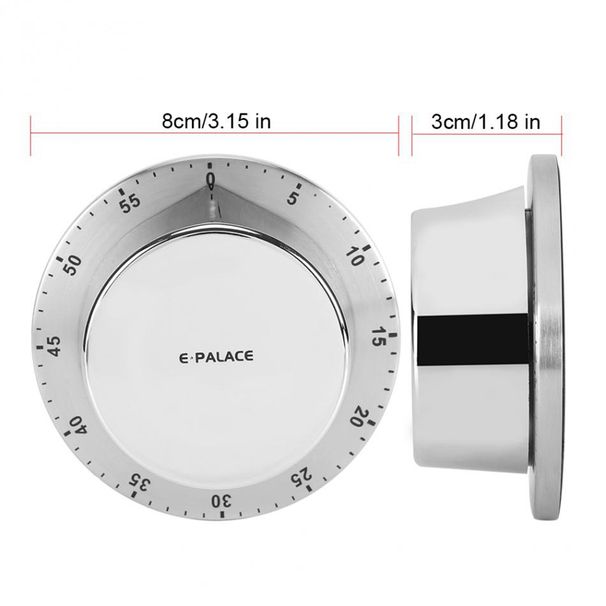 1 pz Timer da cucina in acciaio inossidabile con base magnetica Timer da cucina meccanico manuale Conto alla rovescia Strumenti da cucina Timer da cucina_voghion.com