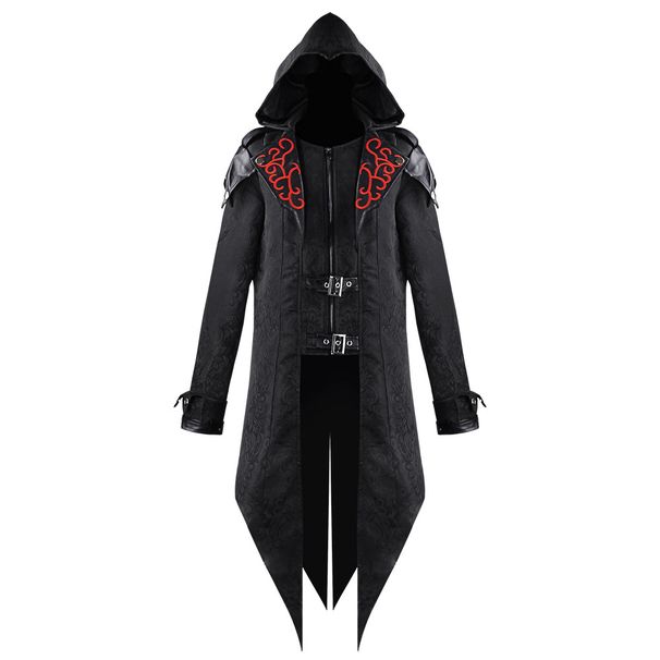 Man's clothing Medieval Halloween vintage patchwork coat costume_voghion.com