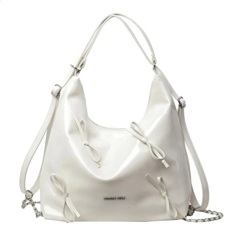 LEFTSIDE Borsa a tracolla con catena da donna, piccola, in pelle PU, tendenza Y2K, con fiocco, 240902_voghion.com