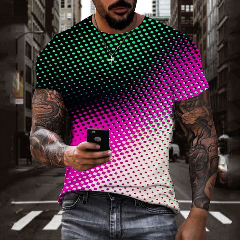 3DT Shirt Mesh-Gewebe Kurzarm bedrucktes T-Shirt Modesportmarke 3DT Shirt_voghion.com