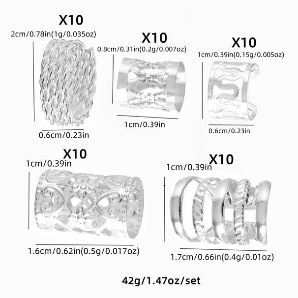 50 - Piece Set Of Stylish Metal - Patterned Hair Clips, Open - Type For Dreadlocks Braid, Hair Accessories_voghion.com