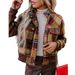 Shiying autunno inverno nuovo plaid stampato a maniche lunghe per le donne, giacca da donna con collo alto alla moda e versatile_voghion.com