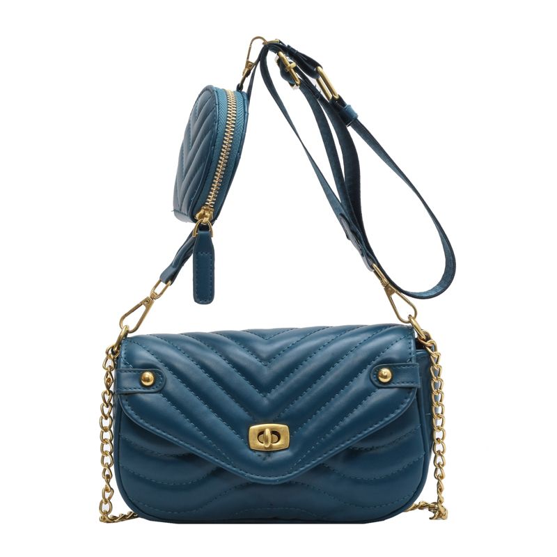 Designer-Handtasche für Damen, modisch, 2 Stück, Umhängetasche für Mädchen, Ketten, einfarbig, Umhängetasche mit Klappe_voghion.com