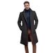 Men's Classic Wool Blend Trench Coat - Slim Fit Long Overcoat With Notch Lapel, Side Pockets (Charcoal Grey/Khaki/Black/Navy)_voghion.com