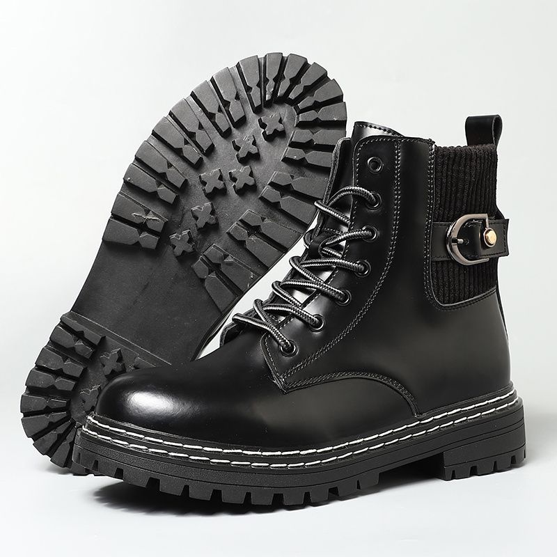 CFSC Otoño Nueva Pareja Plataforma De Cuero Cargo Botas De Moda Cómodas Resistentes Al Desgaste, Botas Casuales_voghion.com