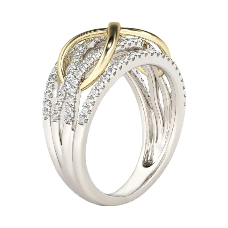 Fashion Accessories Women's Gold-Plated Color-Blocked Wedding Ring_voghion.com