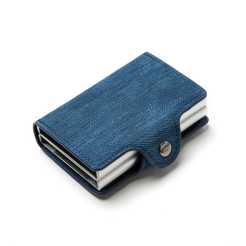 Portafoglio da uomo antifurto Spot in lega di alluminio con espulsione automatica della carta, porta carte in metallo RFID, porta carte doppio antimagnetico_voghion.com